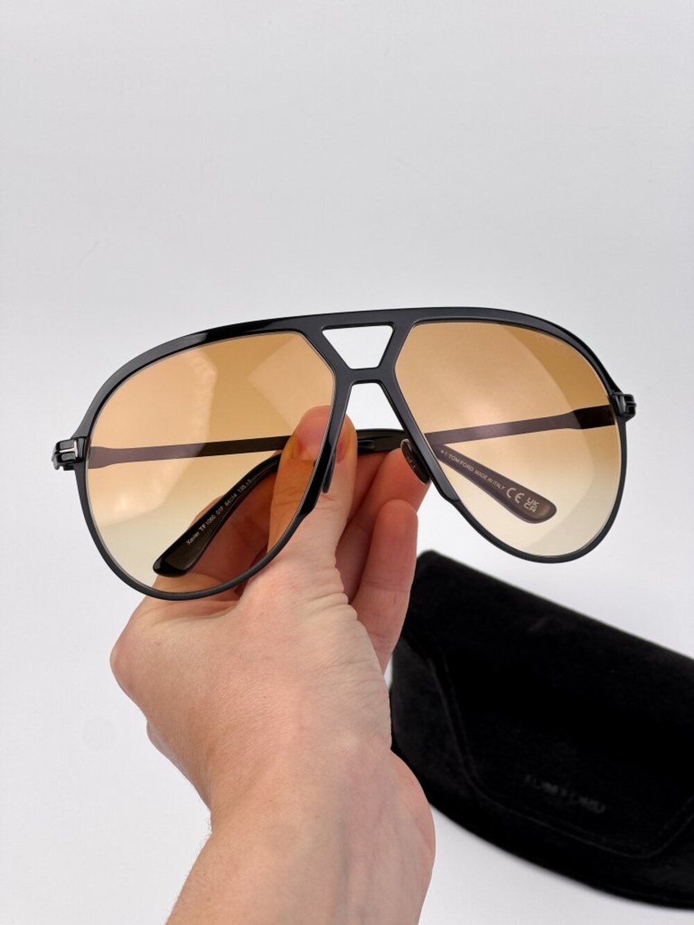 TOM FORD FT1060/S 01F SHINY BLACK PILOT SUNGLASSES